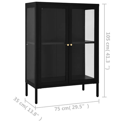 336070 vidaXL Sideboard Black 75x35x105 cm Steel and Glass