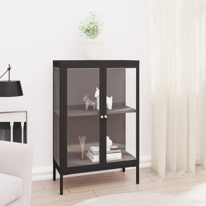 336070 vidaXL Sideboard Black 75x35x105 cm Steel and Glass