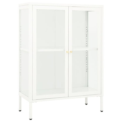 Sideboard White 75x35x105 cm Steel and Glass