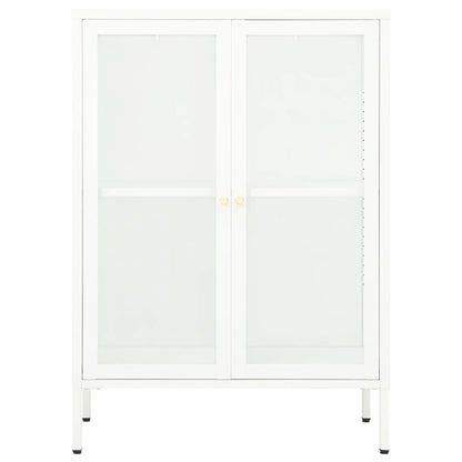 Sideboard White 75x35x105 cm Steel and Glass