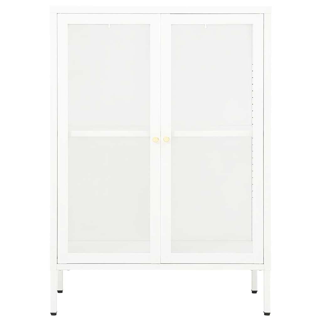 336071 vidaXL Sideboard White 75x35x105 cm Steel and Glass