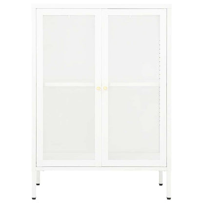 336071 vidaXL Sideboard White 75x35x105 cm Steel and Glass