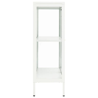 Sideboard White 75x35x105 cm Steel and Glass