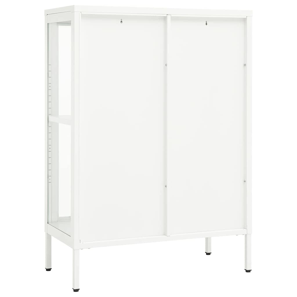 336071 vidaXL Sideboard White 75x35x105 cm Steel and Glass