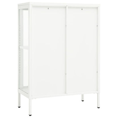 336071 vidaXL Sideboard White 75x35x105 cm Steel and Glass