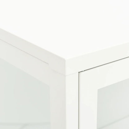 Sideboard White 75x35x105 cm Steel and Glass
