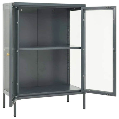 336072 vidaXL Sideboard Anthracite 75x35x105 cm Steel and Glass
