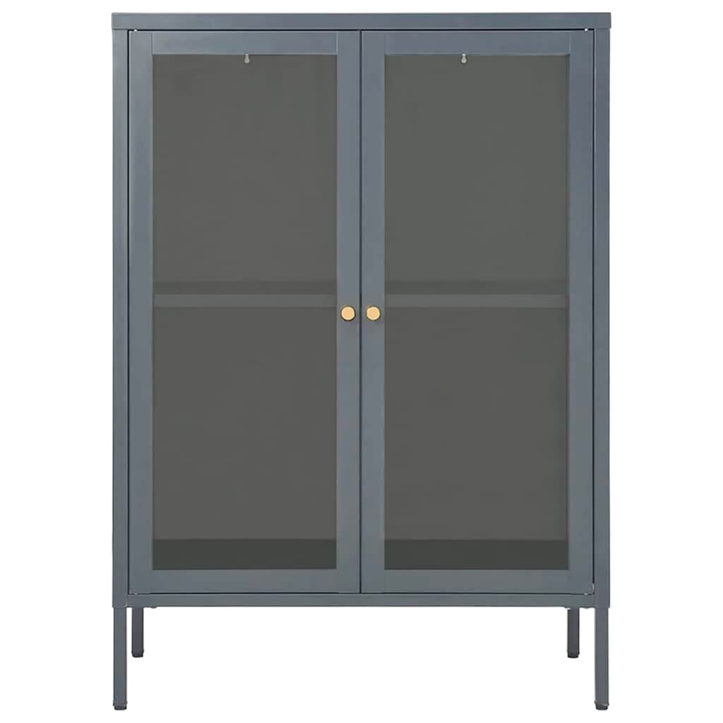 336072 vidaXL Sideboard Anthracite 75x35x105 cm Steel and Glass