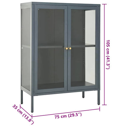 336072 vidaXL Sideboard Anthracite 75x35x105 cm Steel and Glass