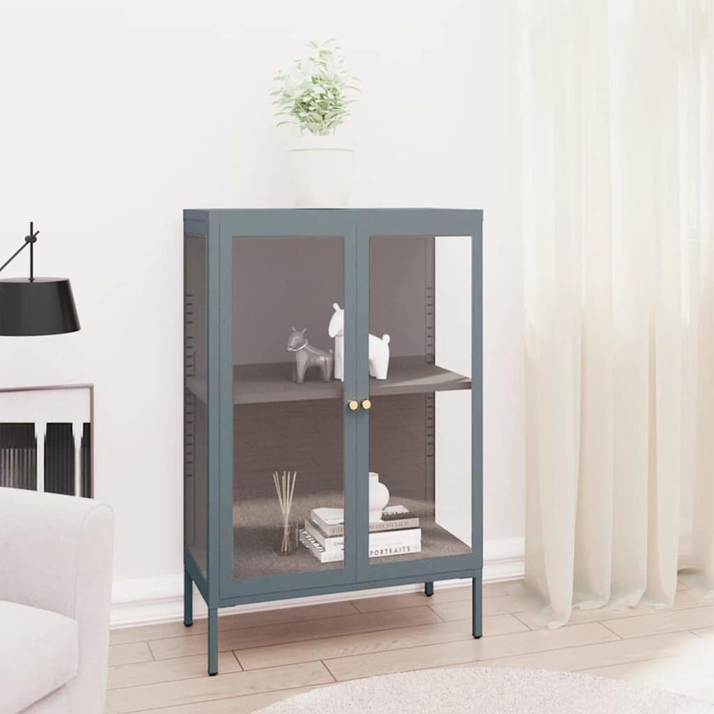 336072 vidaXL Sideboard Anthracite 75x35x105 cm Steel and Glass