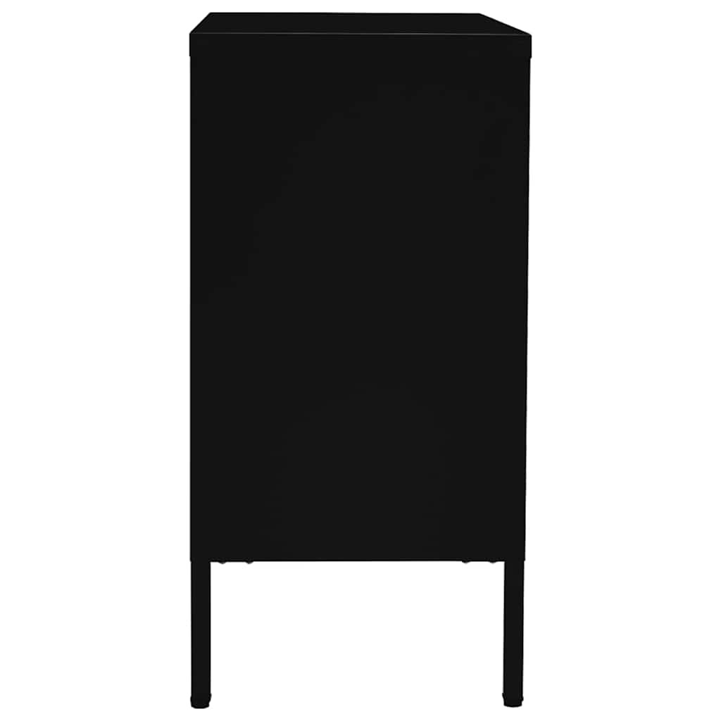 336073 vidaXL Sideboard Black 75x35x70 cm Steel and Tempered Glass