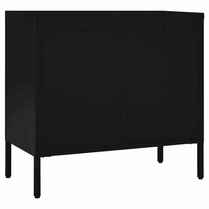 336073 vidaXL Sideboard Black 75x35x70 cm Steel and Tempered Glass