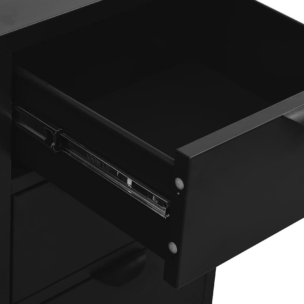 336073 vidaXL Sideboard Black 75x35x70 cm Steel and Tempered Glass