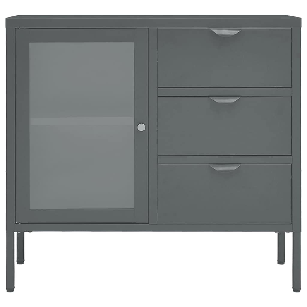 336075 vidaXL Sideboard Anthracite 75x35x70 cm Steel and Tempered Glass