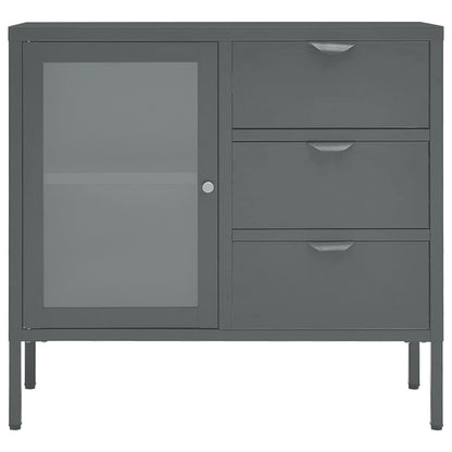 336075 vidaXL Sideboard Anthracite 75x35x70 cm Steel and Tempered Glass