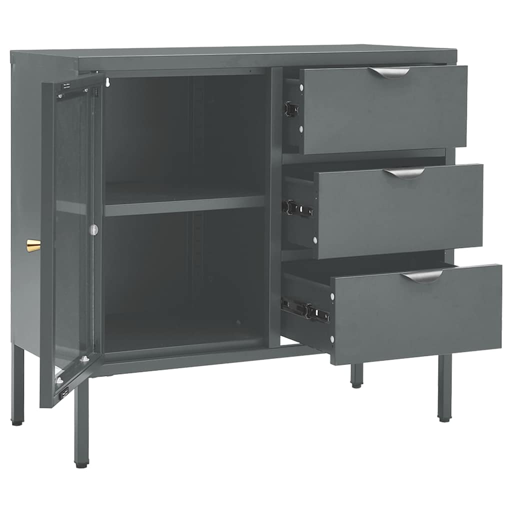 336075 vidaXL Sideboard Anthracite 75x35x70 cm Steel and Tempered Glass