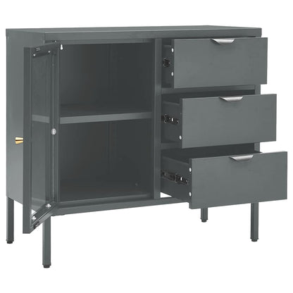 336075 vidaXL Sideboard Anthracite 75x35x70 cm Steel and Tempered Glass
