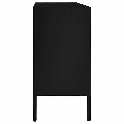 336076 vidaXL Sideboard Black 105x35x70 cm Steel and Tempered Glass