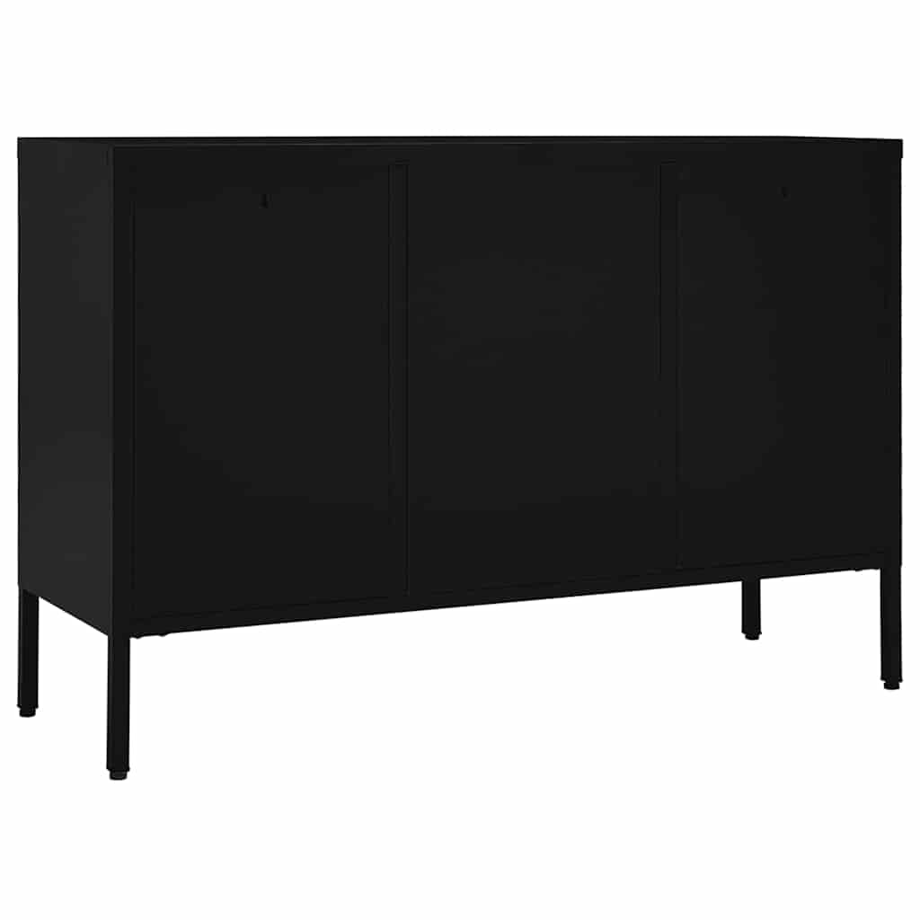 336076 vidaXL Sideboard Black 105x35x70 cm Steel and Tempered Glass