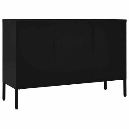 336076 vidaXL Sideboard Black 105x35x70 cm Steel and Tempered Glass