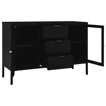 336076 vidaXL Sideboard Black 105x35x70 cm Steel and Tempered Glass