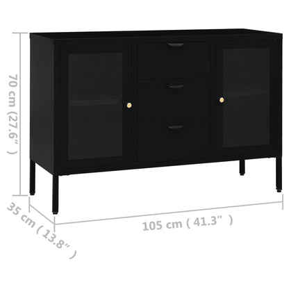 Sideboard | Black | Steel, tempered glass | Medium | Sideboard