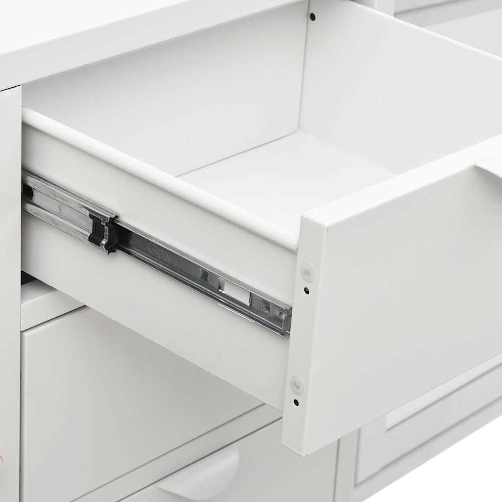 336077 vidaXL Sideboard White 105x35x70 cm Steel and Tempered Glass