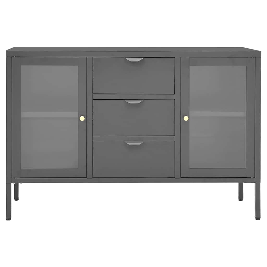 336078 vidaXL Sideboard Anthracite 105x35x70 cm Steel and Tempered Glass