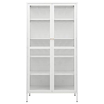 Display Cabinet White 90x40x180 cm Steel and Tempered Glass