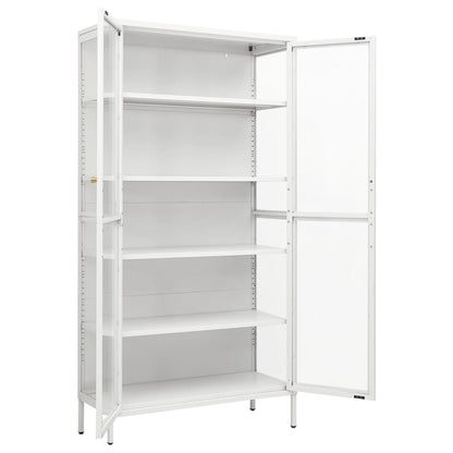 Display Cabinet White 90x40x180 cm Steel and Tempered Glass