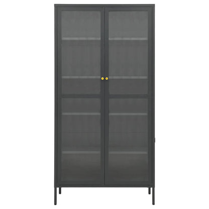 Display Cabinet Anthracite 90x40x180 cm Steel and Tempered Glass