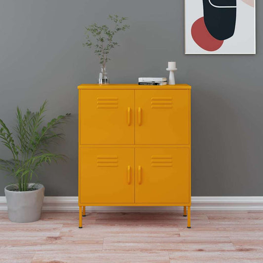 336137 vidaXL Storage Cabinet Mustard Yellow 80x35x101,5 cm Steel