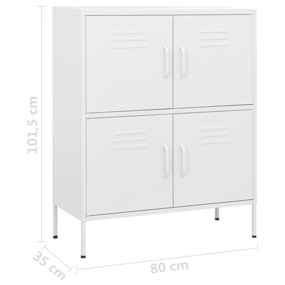 Storage Cabinet | White | Steel | 80 x 35 x 101.5 cm