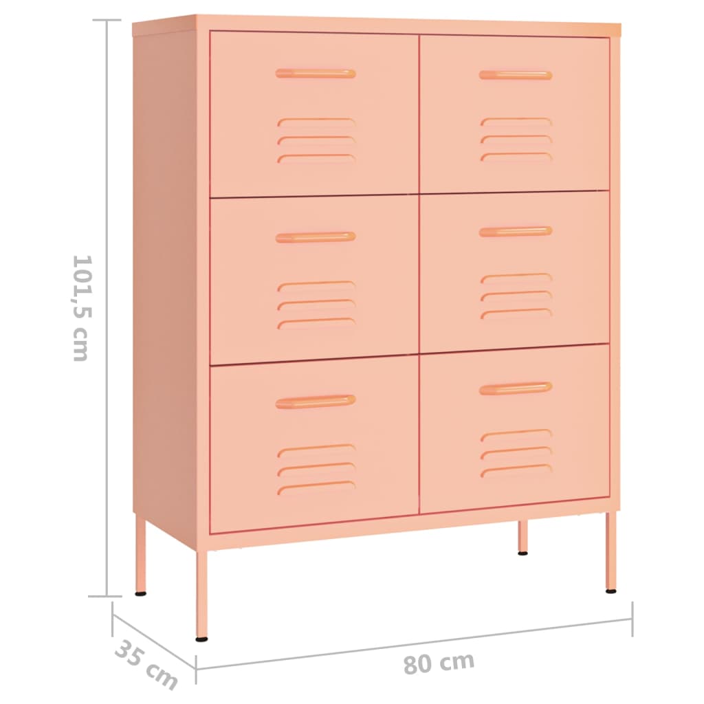 Drawer Cabinet | Pink | Steel | Large | Drawer Cabinet | Rectangular