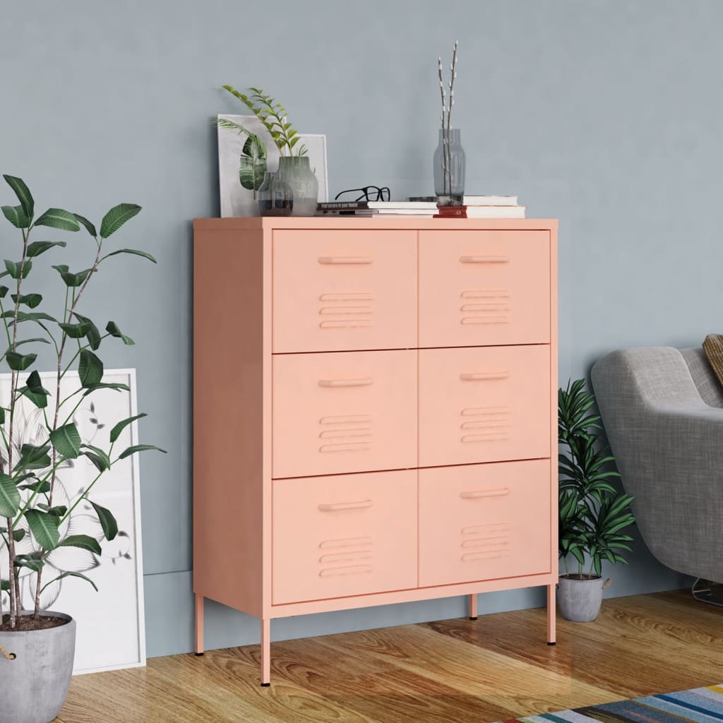 Drawer Cabinet | Pink | Steel | Large | Drawer Cabinet | Rectangular