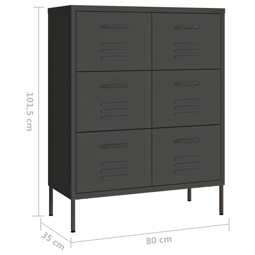 Drawer Cabinet | Anthracite | Steel | Medium | Drawer Cabinet