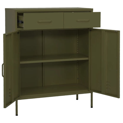 Storage Cabinet | Olive Green | Steel | 80x35x101.5 cm