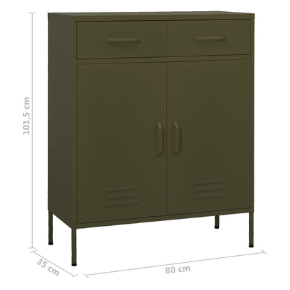 Storage Cabinet | Olive Green | Steel | 80x35x101.5 cm