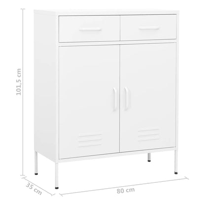 Storage Cabinet White 80x35x101.5 cm Steel