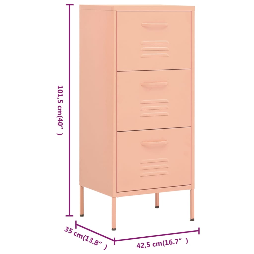 Storage Cabinet Pink 42.5x35x101.5 cm Steel