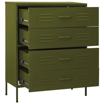 Chest of Drawers Olive Green 80x35x101.5 cm Steel