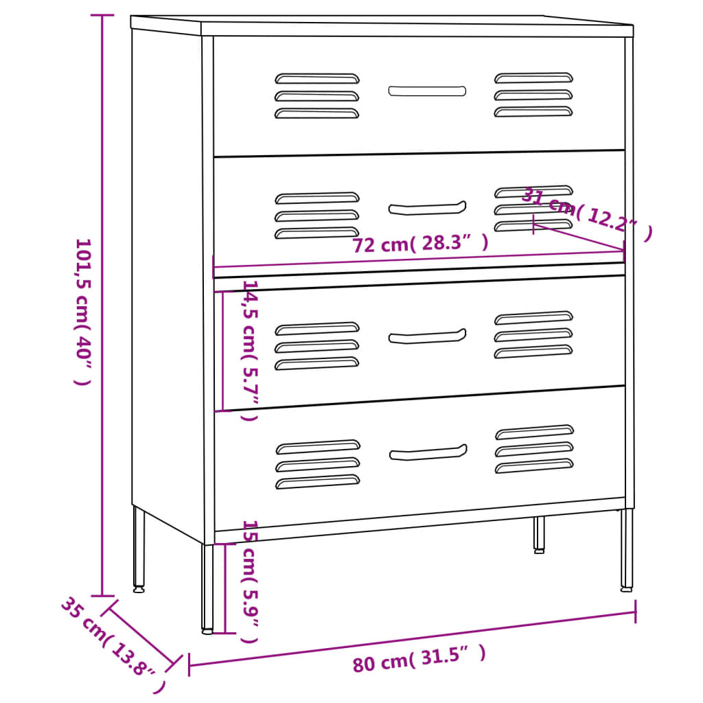 Chest Of Drawer | Orange | Steel | Medium | Chest Of Drawers