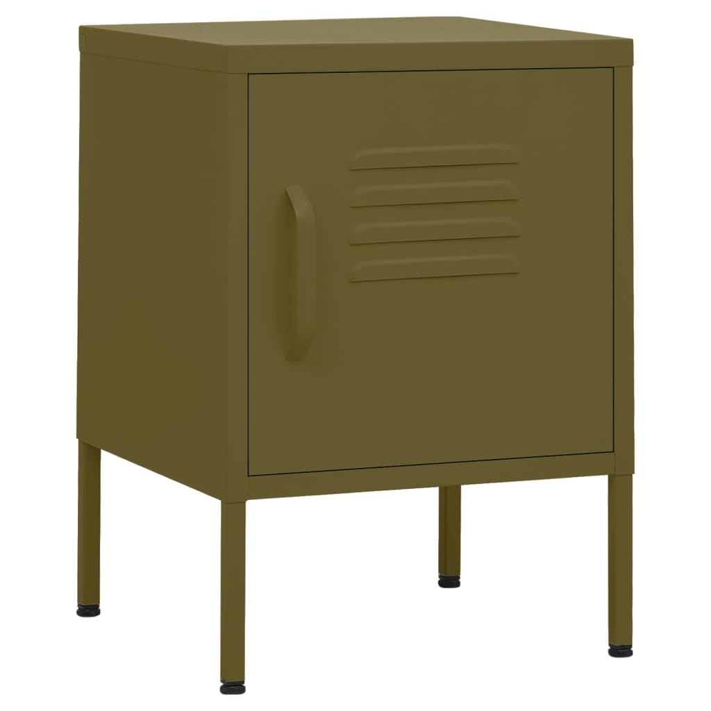Nightstand | Olive Green | Steel | 35 x 35 x 51 cm | Nightstand | Square