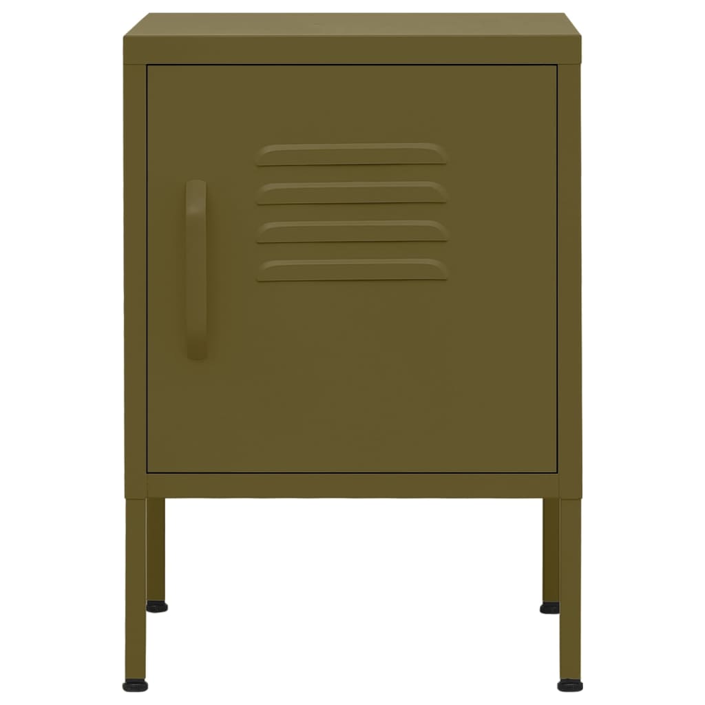 Nightstand | Olive Green | Steel | 35 x 35 x 51 cm | Nightstand | Square
