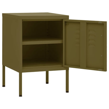 Nightstand | Olive Green | Steel | 35 x 35 x 51 cm | Nightstand | Square