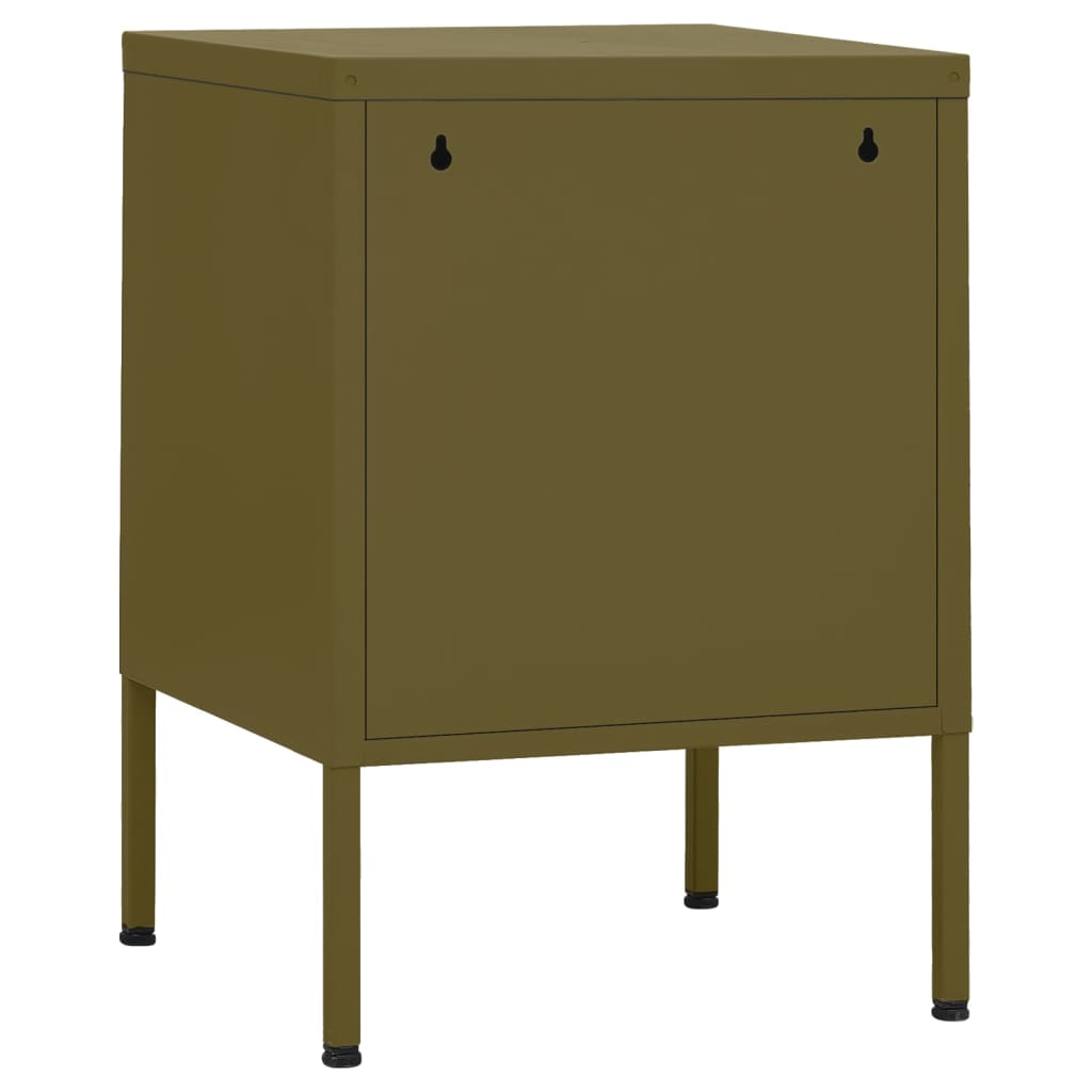 Nightstand | Olive Green | Steel | 35 x 35 x 51 cm | Nightstand | Square