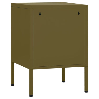 Nightstand | Olive Green | Steel | 35 x 35 x 51 cm | Nightstand | Square