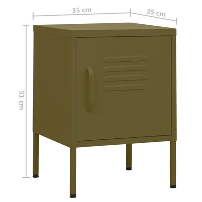 Nightstand | Olive Green | Steel | 35 x 35 x 51 cm | Nightstand | Square