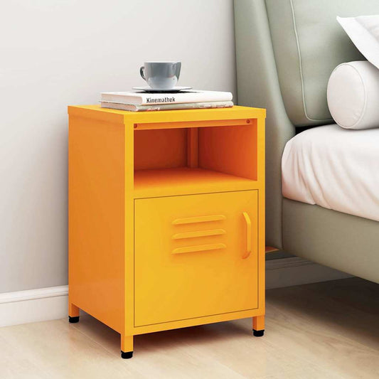 336218 vidaXL Nightstand Mustard Yellow 35x35x51 cm Steel