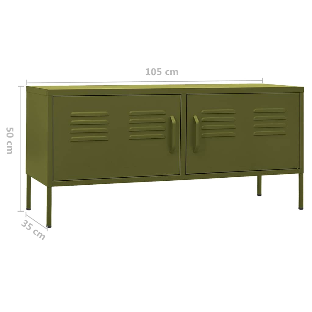 336225 vidaXL TV Cabinet Olive Green 105x35x50 cm Steel